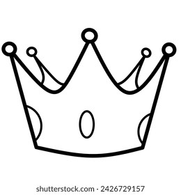 black and white thin line crown icon. Crown symbol, on white background