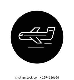 black and white thin line plane icon
