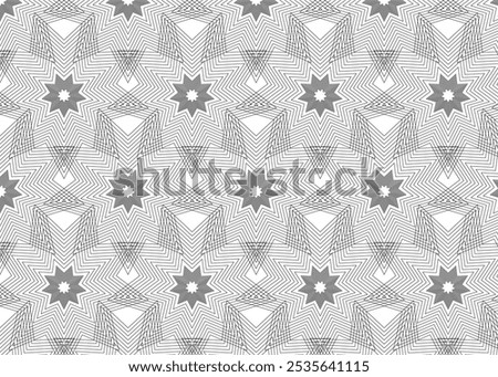 Black and white thin line seamless vector pattern. Geometric floral linear flower tile pattern. Luxurious oriental art deco texture background. Black lines on white background wedding design.
