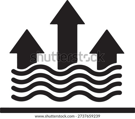 Black and white of three arrows rising from wavy lines symbol abstract