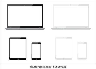 Black and white three communication technology devices - for stock