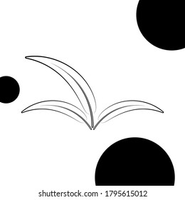 Black and white three leaf icon