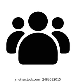 Black and white three people icon illustration. Vector illustration