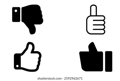 Black And White Thumb Icon Vector EPS 4 Set
