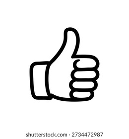 Black and white thumbs up gesture hand icon simple approval like symbol vector illustration
