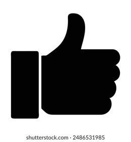 Black and white thumbs up gesture icon. Vector illustration