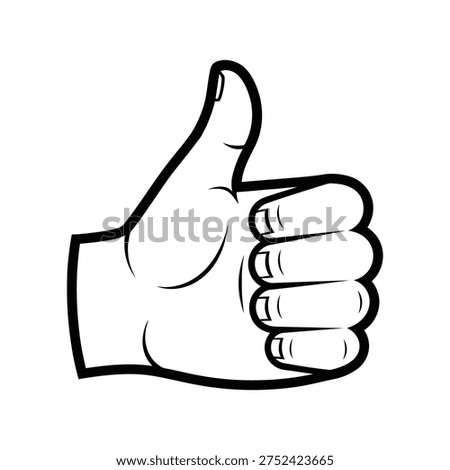 Black and white thumbs up hand gesture approval positive