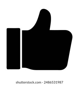Black and white thumbs up icon. Vector illustration