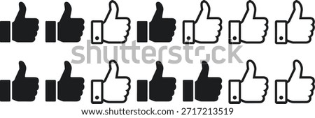 Black and white thumbs up in two rows hand gesture
