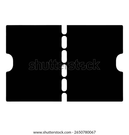 A black and white ticket with a perforated line in the middle