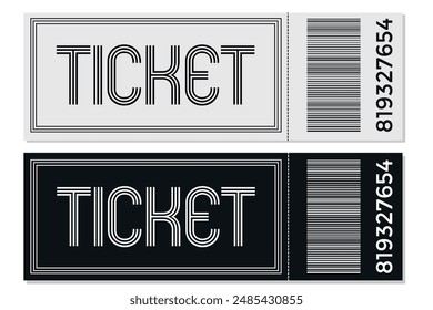 Black and white tickets with barcode