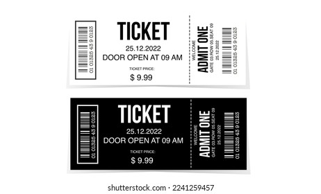 black and white tickets or card with barcode