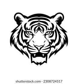 Black and white Tiger Head