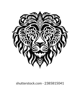 Black and white tiger head isolated white background for vector tattoo t shirt print