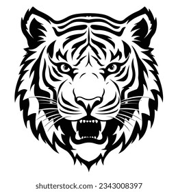 Black And White Tiger Head Silhouette