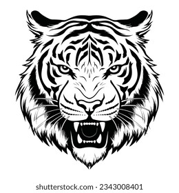 Black And White Tiger Head Silhouette