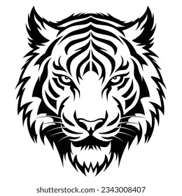 Black And White Tiger Head Silhouette