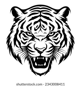 Black And White Tiger Head Silhouette