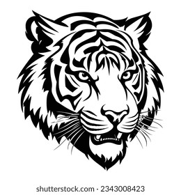 Black And White Tiger Head Silhouette