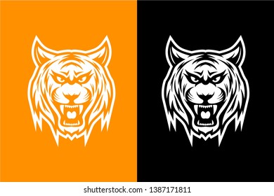 Black and white tiger head vector. tiger mascot, esport gaming logo