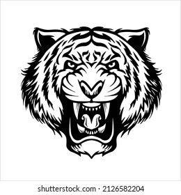 ilustración vectorial de cabeza de tigre blanco y negro