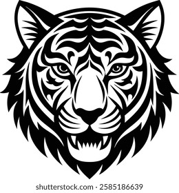 black and white tiger head vector