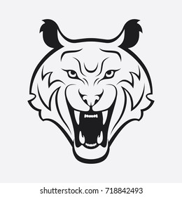Black & White Tiger Head Vector Illustration