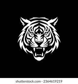 Black  white tiger logo vector, ideal for powerful branding. Versatile and captivating design for a range of uses. High-quality and customizable.