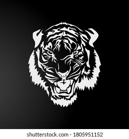 Black and White Tiger in Tribal Style