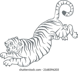 black and white tiger vector illustration design element