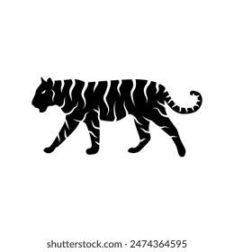 black and white tiger vector illustration
