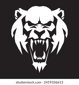 black and white tiger vector logo