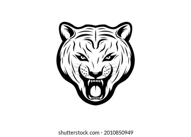 black and white tiger vector vintage