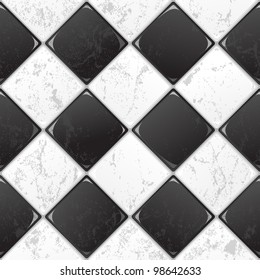 Black And White tile seamless background in grunge style. EPS 10 vector.