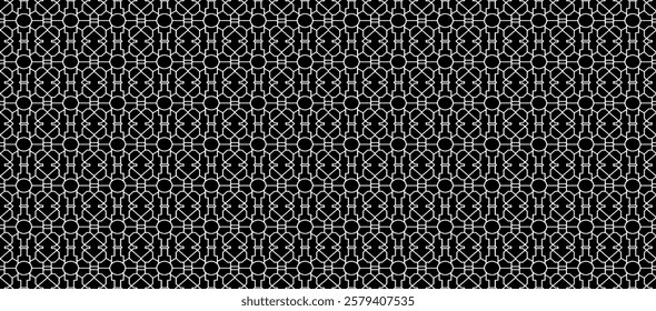 Black and white tileable pattern. Grunge worn damask pattern design. Distressed fabric texture. Overlay texture design. Vector illustration. Eps10.