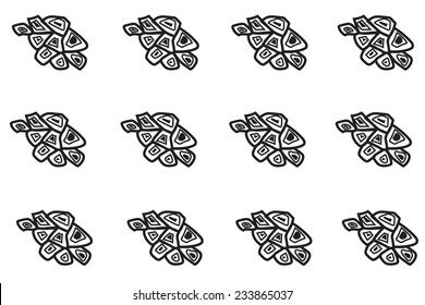 black and white tiles of various sizes on a gray background. Seamless pattern.