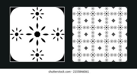 Black and white tiles. Vector art design.Tiles, seamless pattern 