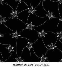 Black and white tiny star shaped flowers seamless pattern for wallpapers, background, fabric, paper, textile, decor and other uses