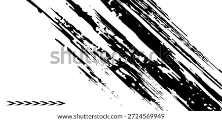 Black and white tire track background for rally, drift, motocross, off-road, and other motorsports. Black tire tracks on a white background with worn and splashed dirt effects.