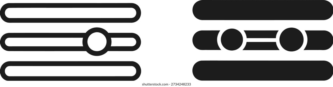 Black and white toggle switch buttons for user interface design