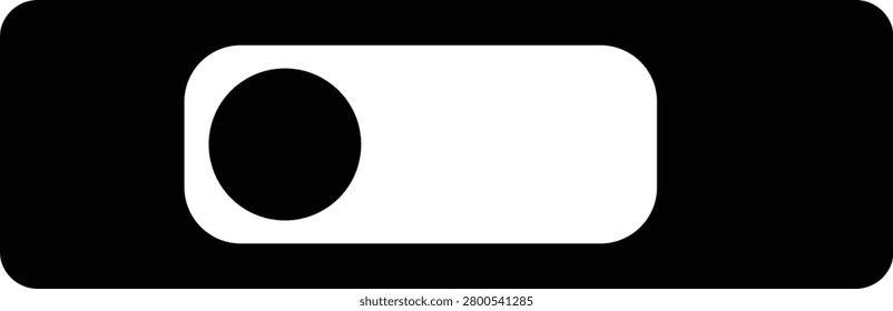 Black and white toggle switch rectangular button with a circular knob in the off position interface