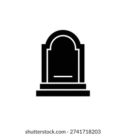 Black and white tombstone with arched and base gravestone
