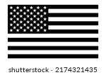 Black and white tone American flag  on white background.