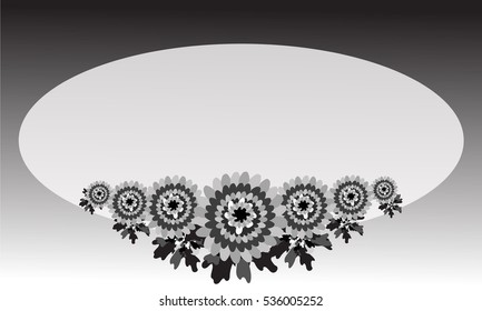 Black and white tone card template for sad situation,flower and space elegance style for add text and for printing on card paper fabric poster carpet and book cover, vector type in monochorme tone