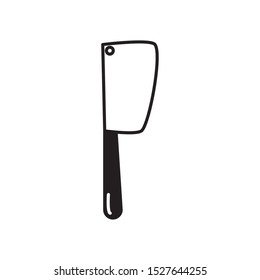 black and white tool bbq meat cleaver illustation