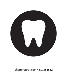 black and white tooth icon,. Classic flat icon. Vector illustration