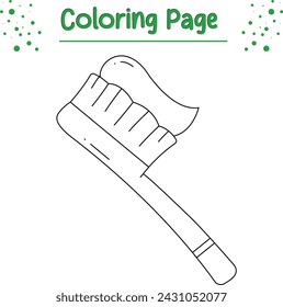 Black and white tooth with toothbrush and thumb up. Vector teeth line icon. Funny dental care picture for kids. Dentist mouth hygiene concept or coloring page