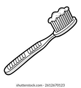 A black and white toothbrush coloring page 