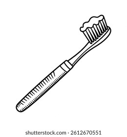 A black and white toothbrush coloring page