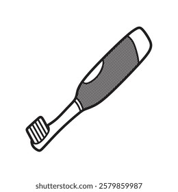 black and white toothbrush vector large handle